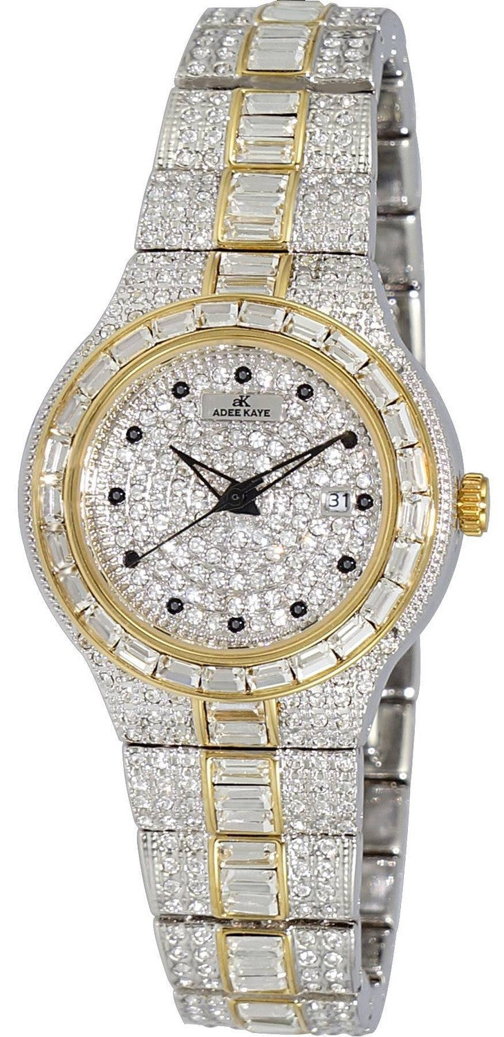 Adee Kaye Fussy G-2 Collection Diamond Accents Pave Dial Quartz AK2525-L2G Damklocka