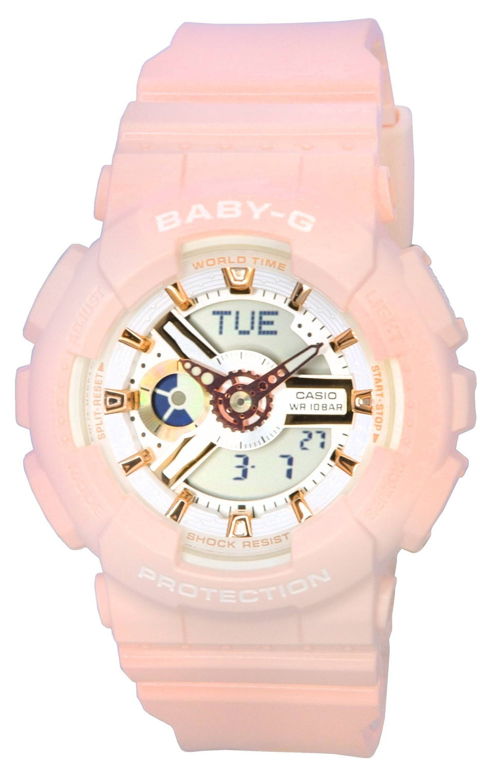 Casio Baby-G Analog Digital Vit Urtavla Quartz BA-110XRG-4A 100M Damklocka