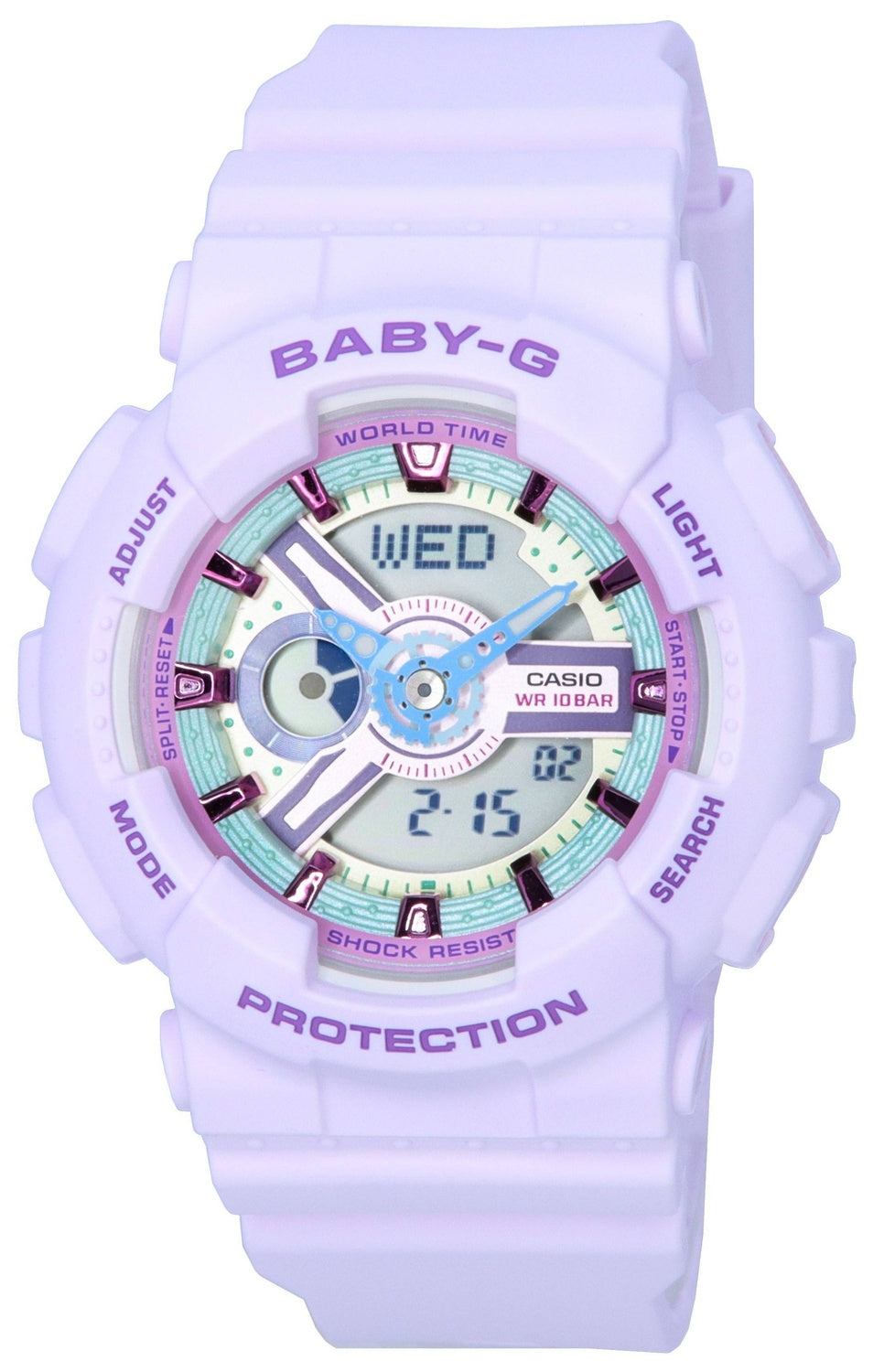 Casio Baby-G analog digital pastell möter metallisk kvarts BA-110XPM-6A BA110XPM-6 100M damklocka