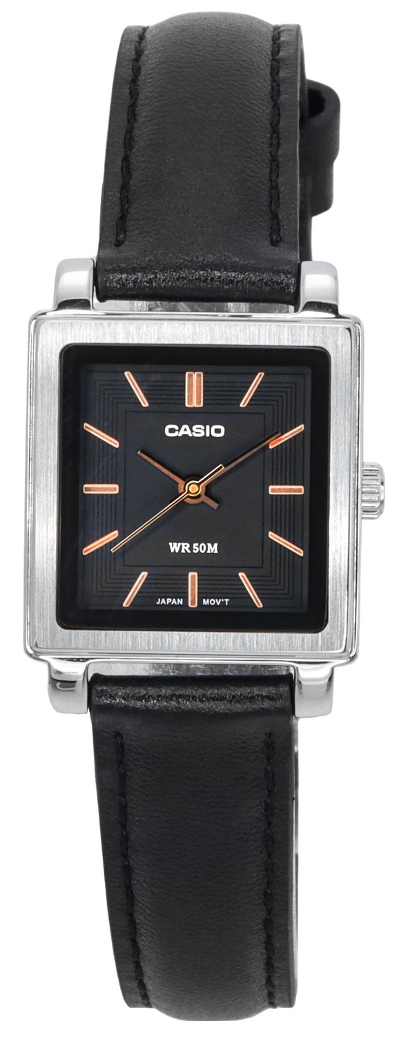 Casio Standard Analog Läderrem Svart Urtavla Quartz LTP-E176L-1A Damklocka
