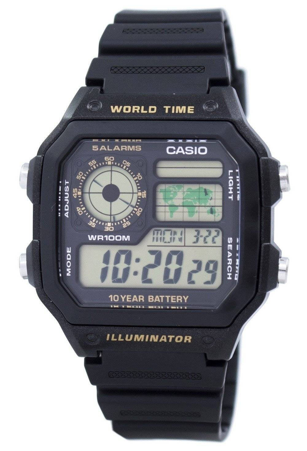 Casio Youth Series Digital World Time AE-1200WH-1BVDF AE-1200WH-1BV herrklocka