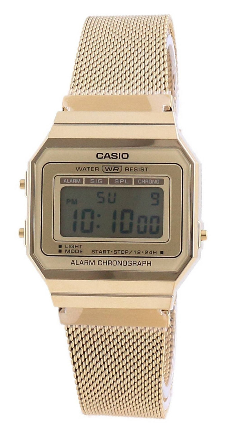 Casio Youth Vintage Gold Tone rostfritt stål Digital A700WMG-9A unisexklocka