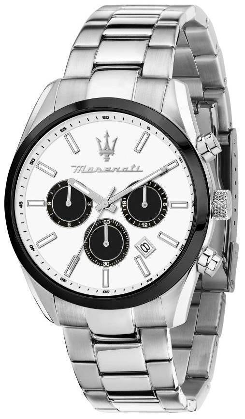 Maserati Attrazione Chronograph Rostfritt stål Vit Urtavla Quartz R8853151004 Herrklocka