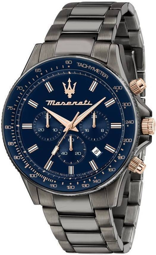 Maserati Sfida Chronograph rostfritt stål Blue Dial Quartz R8873640001 100M herrklocka