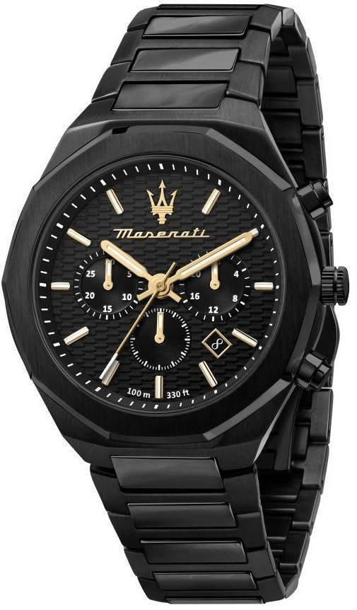 Maserati Stile Chronograph Rostfritt stål Black Dial Quartz R8873642005 100M herrklocka