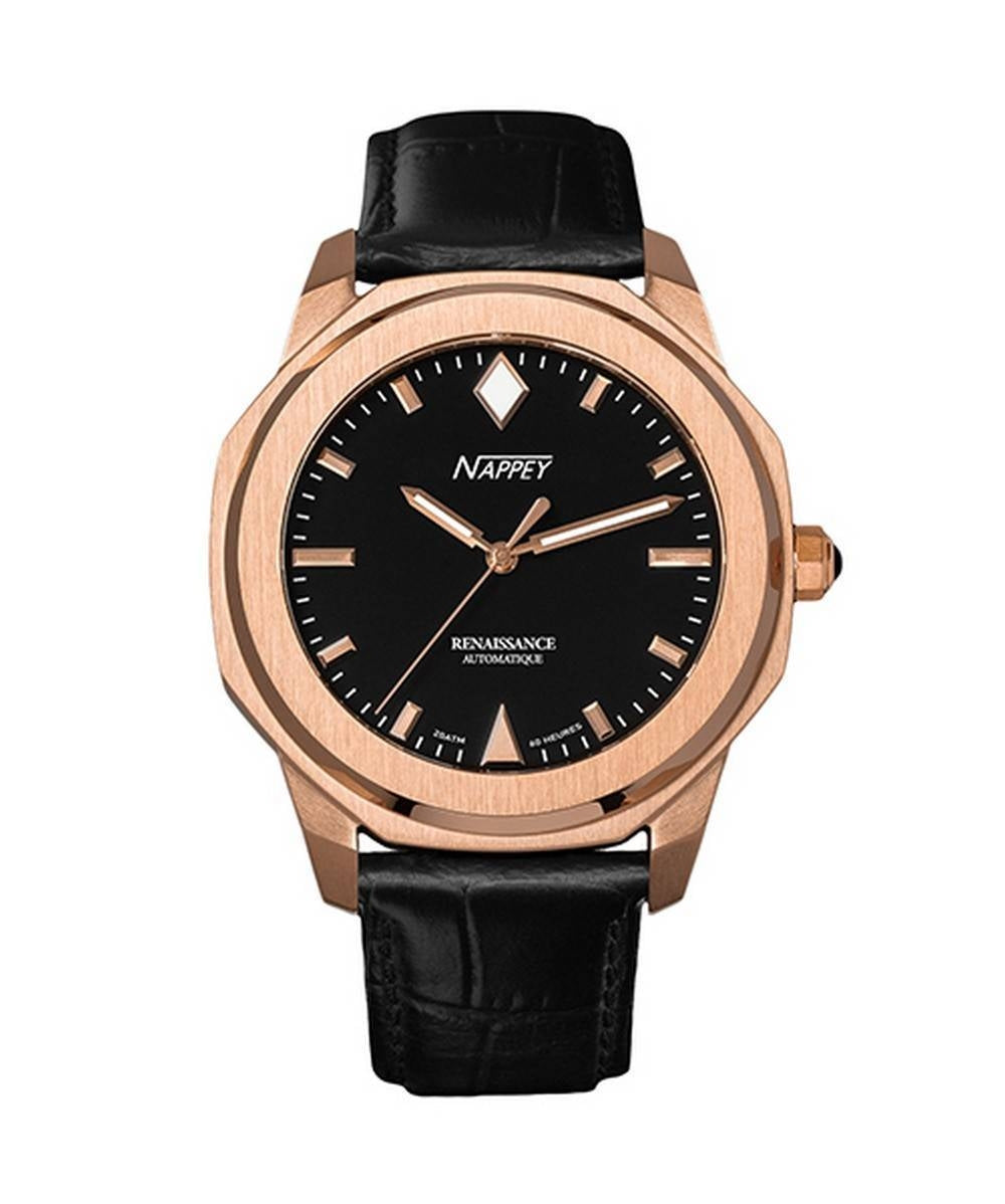 Nappey Renaissance Rose Gold And White Automatisk NY41-BD2M-1B3A 200M unisexklocka