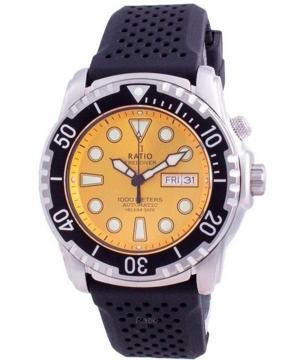 Ratio 2nd Generation Free Diver Helium-Safe Automatic 1068HA90-34VA-YLW-V02 1000M herrklocka