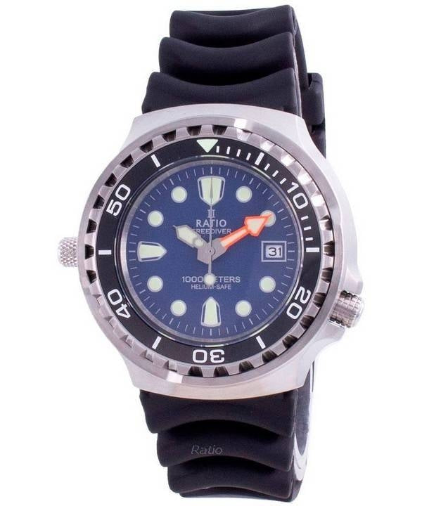 Ratio 2nd Generation Free Diver Helium-Safe Quartz 1038EF102V-BLU-V02 1000M herrklocka