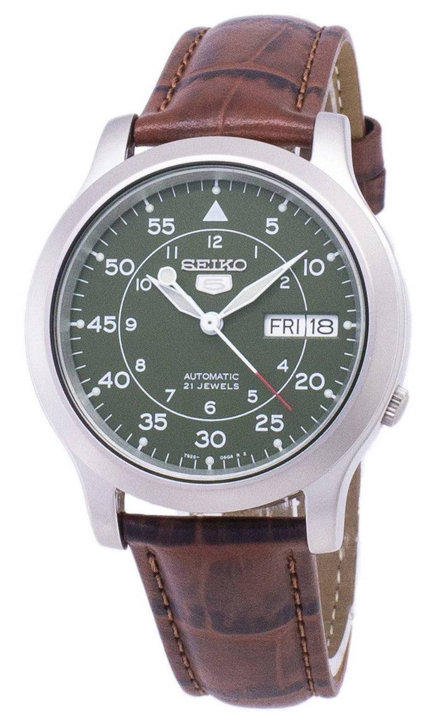 Seiko 5 Military SNK805K2-var-SS2 Automatisk brunt läderarmband herrklocka
