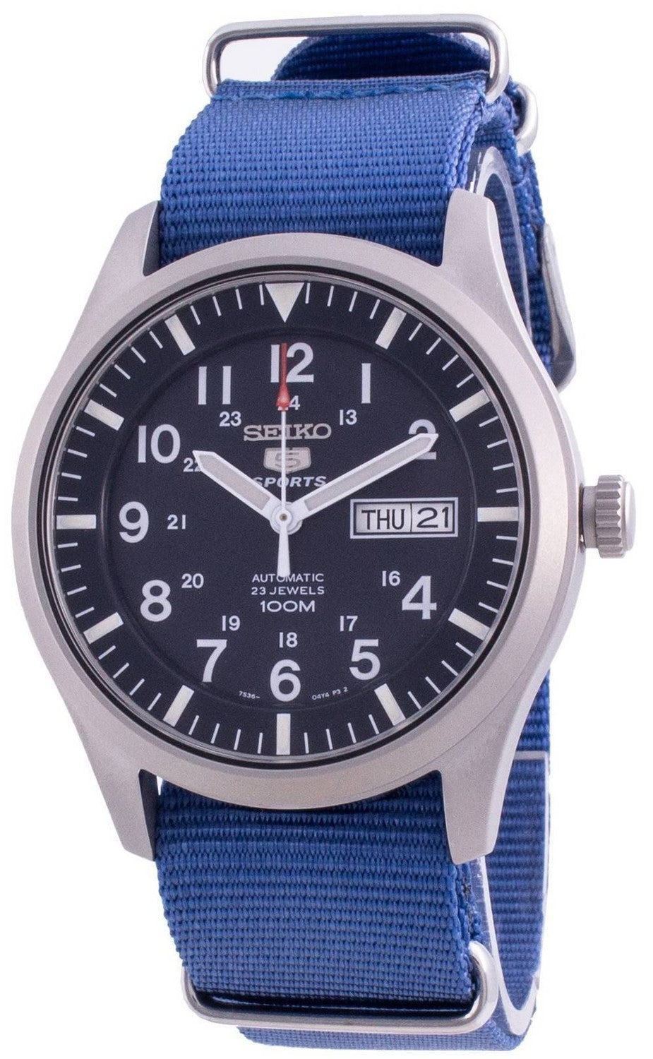 Seiko 5 Sports Blue Dial Automatisk SNZG11K1-var-NATO8 100M herrklocka
