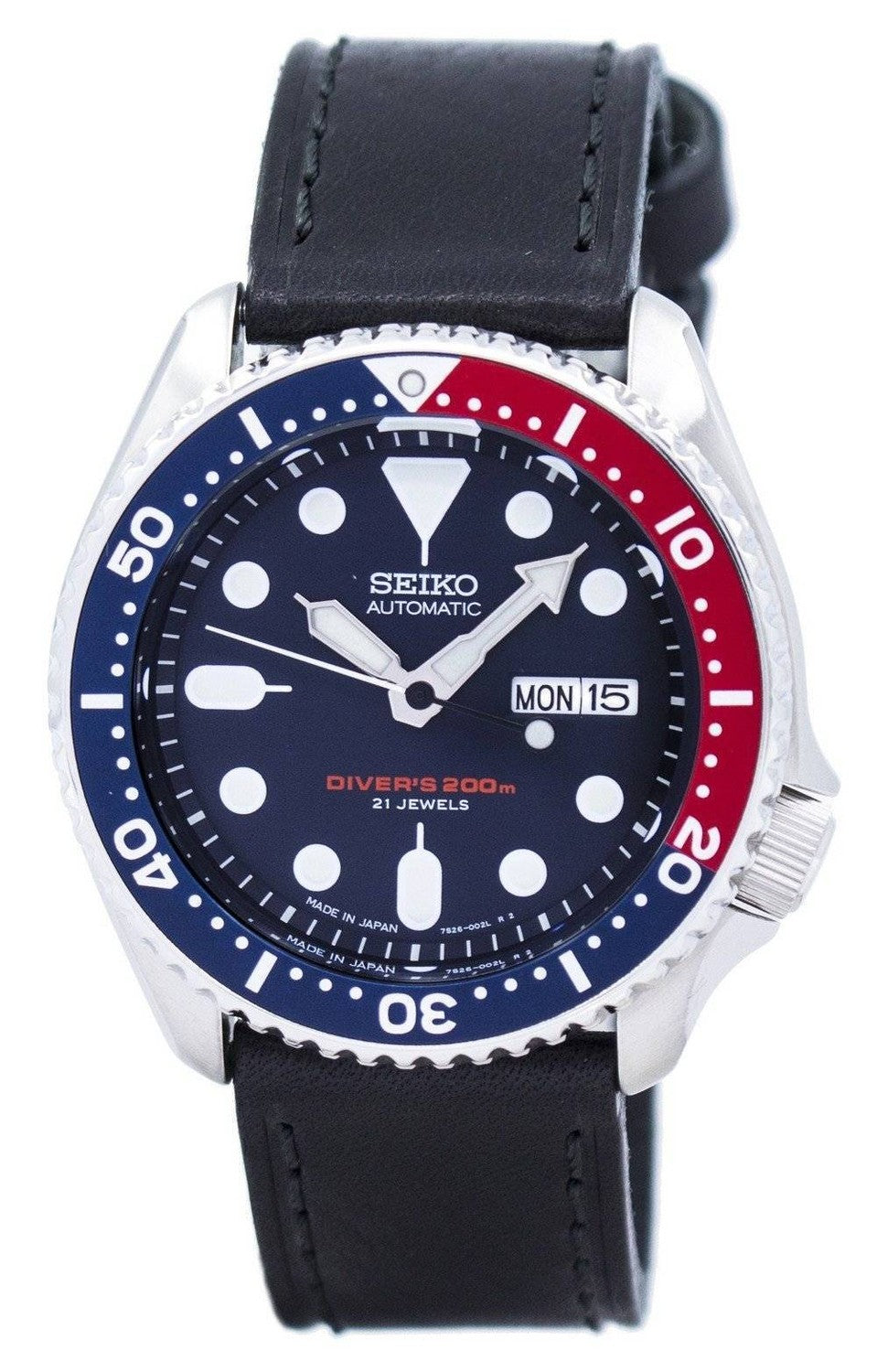 Seiko Automatic Diver's Black Leather SKX009J1-var-LS8 200M herrklocka