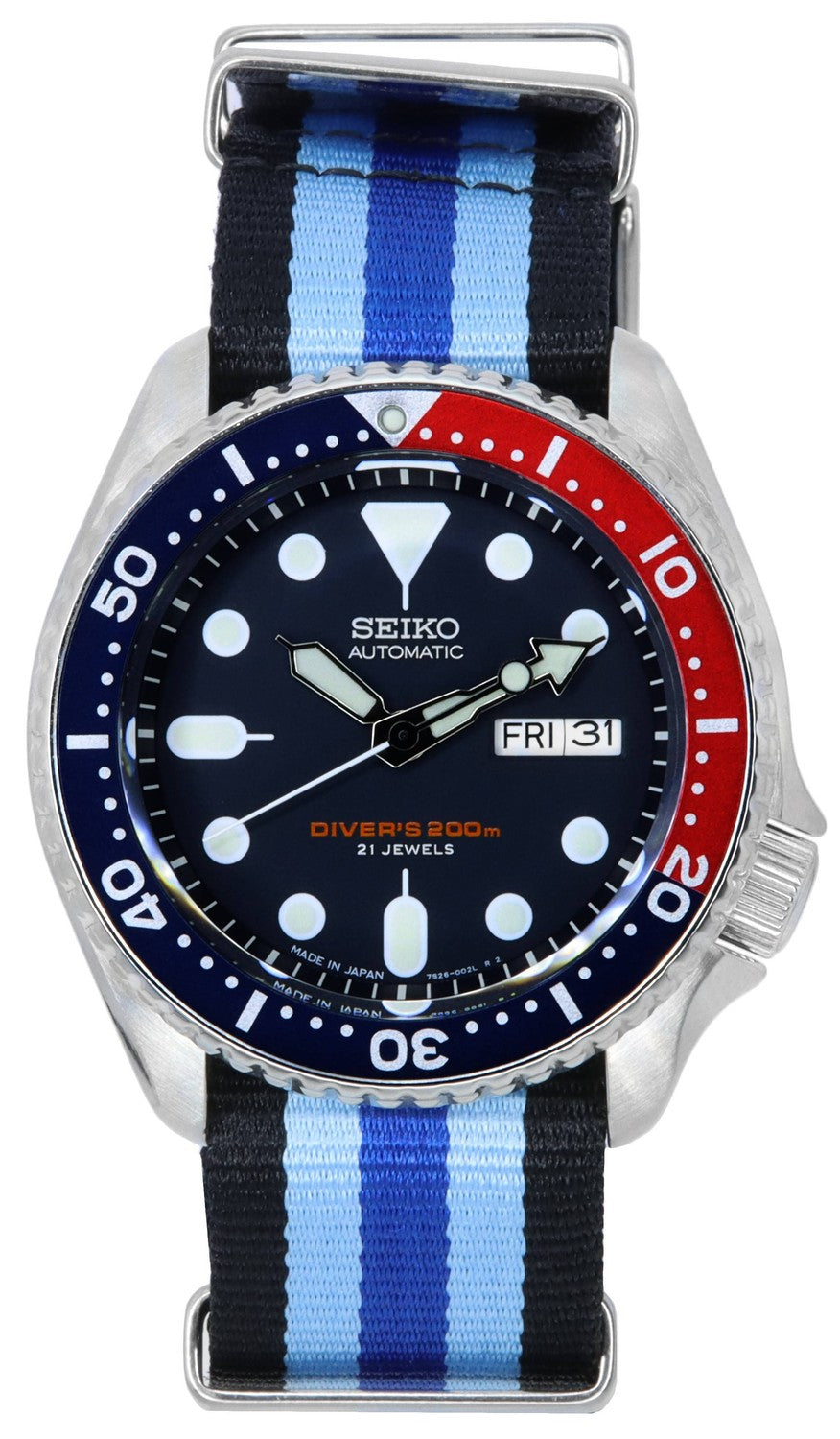Seiko Blue Dial Automatic Diver's SKX009J1-var-NATO20 200M herrklocka