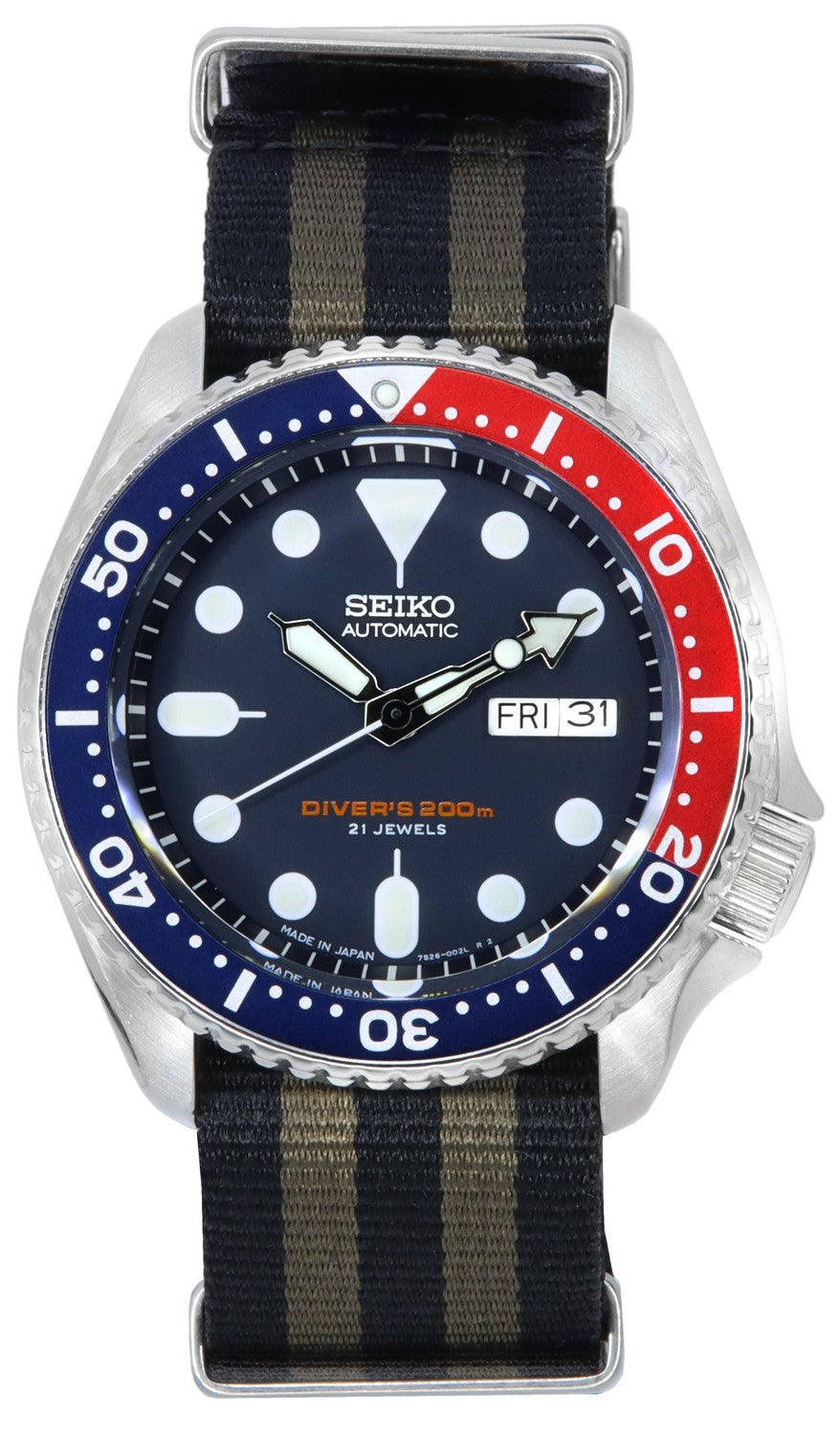 Seiko Blue Dial Automatic Diver's SKX009J1-var-NATO21 200M herrklocka