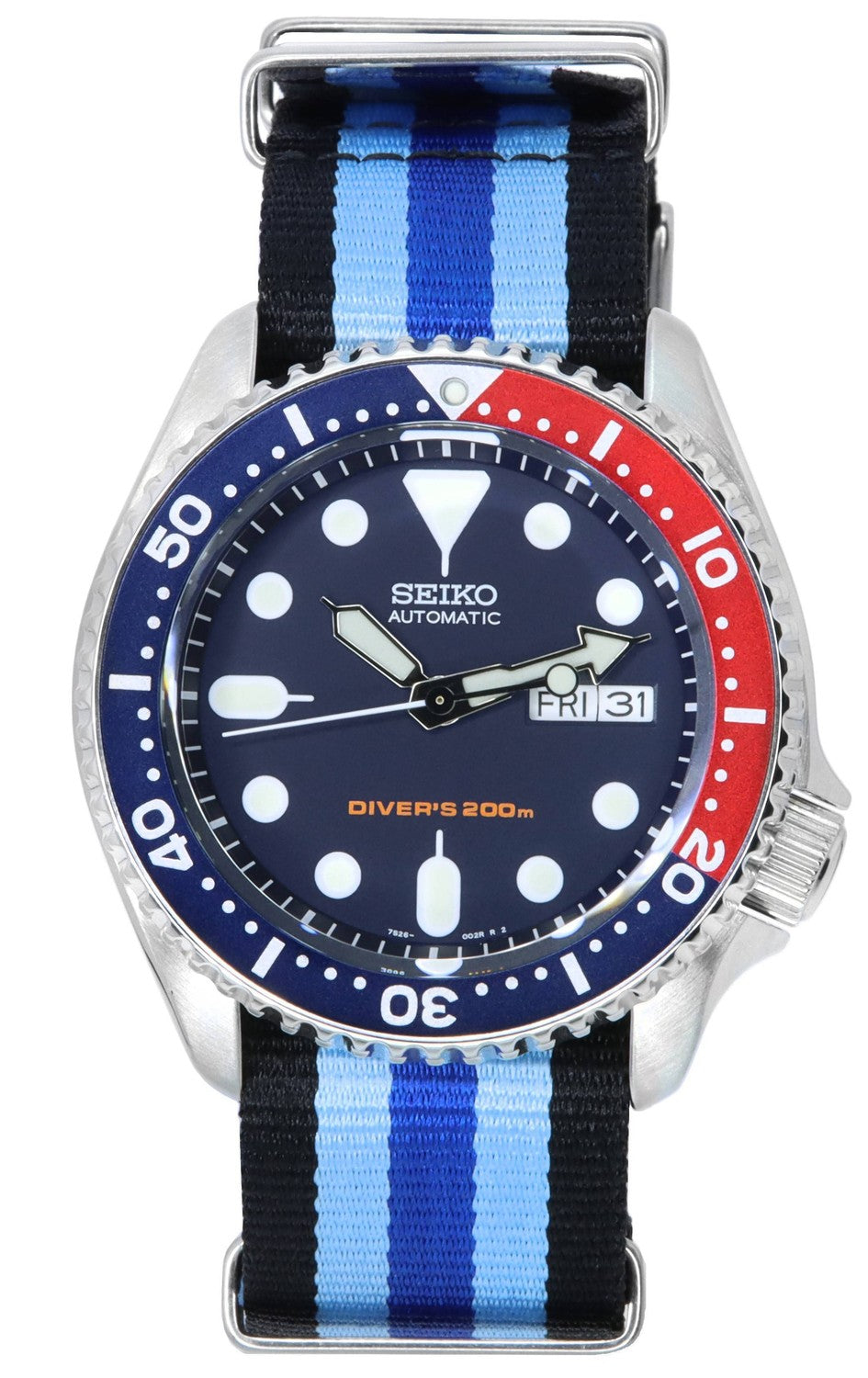 Seiko Blue Dial Automatic Diver's SKX009K1-var-NATO20 200M herrklocka