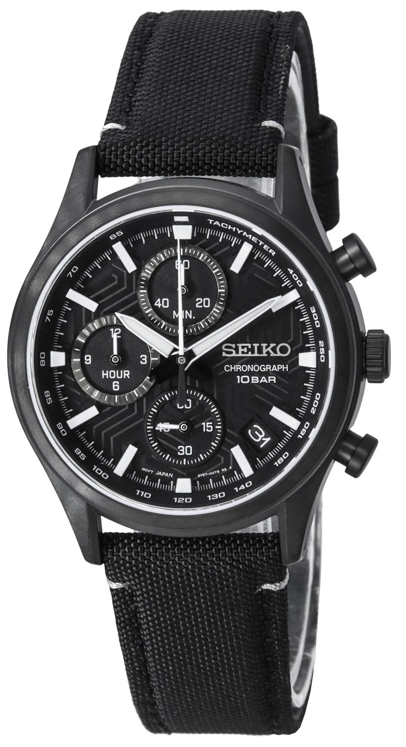 Seiko Conceptual Chronograph Nylonrem Svart Urtavla Quartz SSB421P1 100M herrklocka
