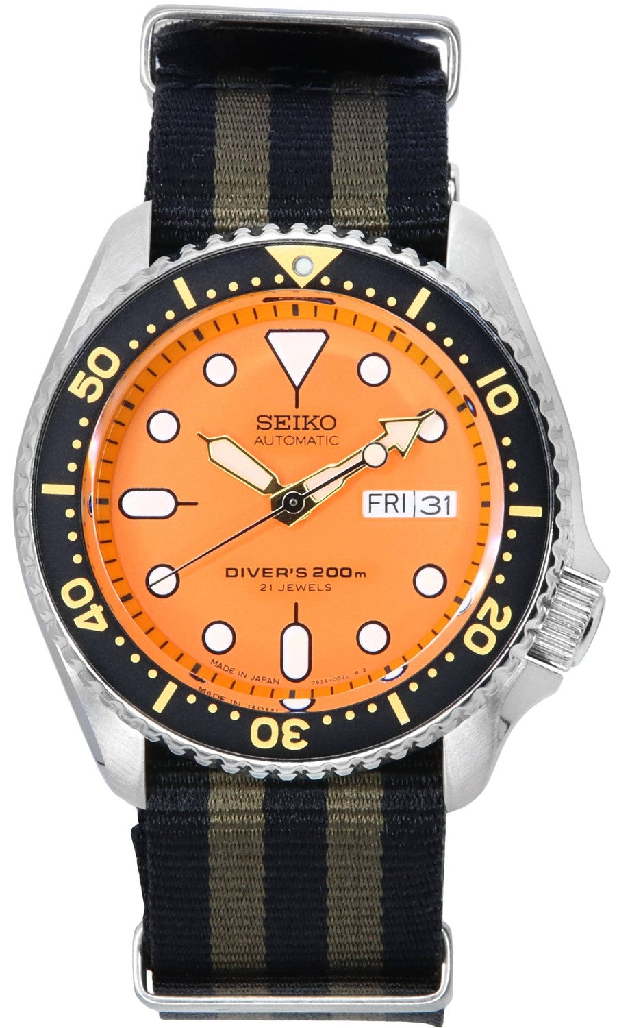 Seiko Orange Dial Automatic Diver's SKX011J1-var-NATO21 200M herrklocka