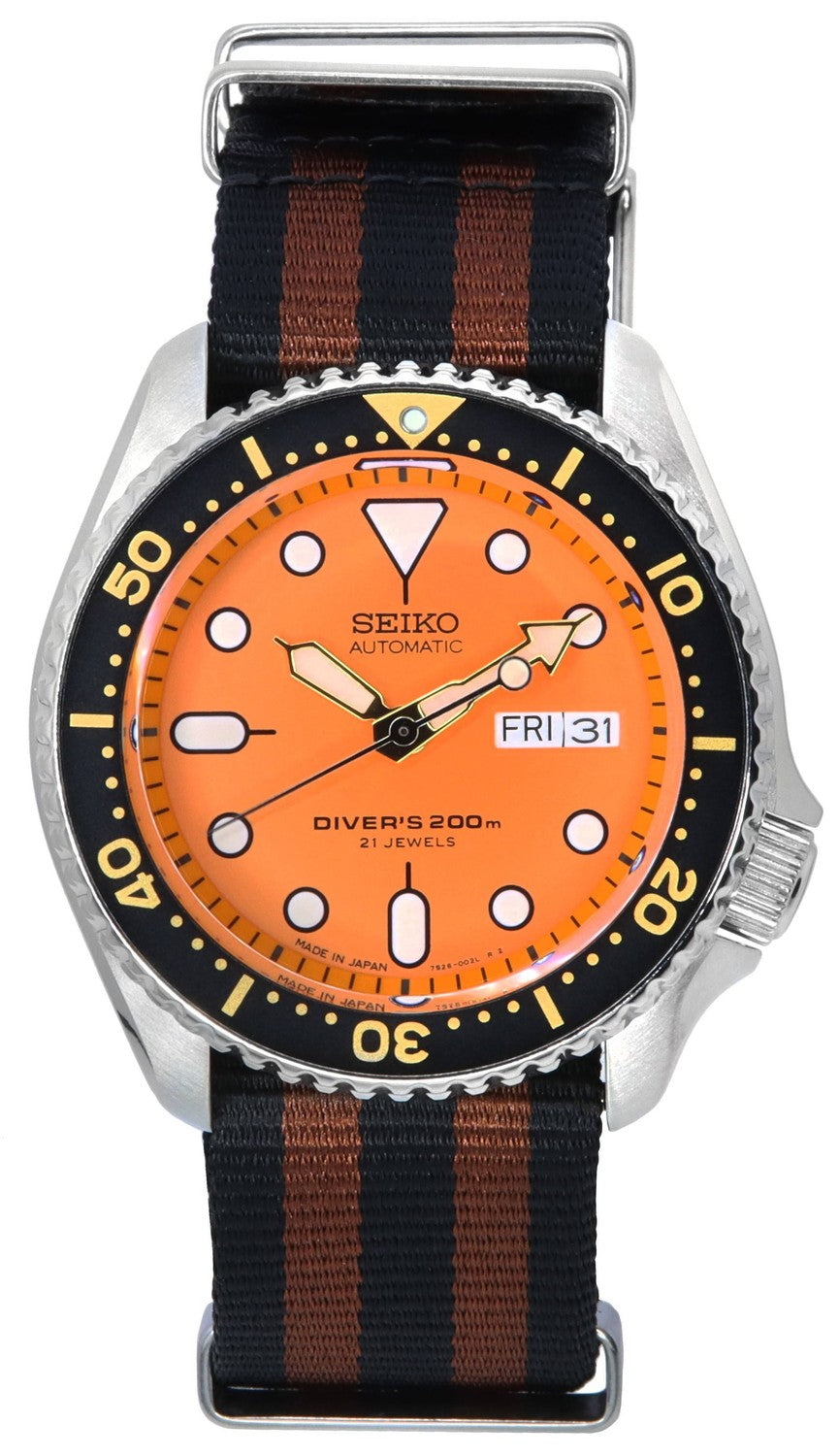 Seiko Orange Dial Automatic Diver's SKX011J1-var-NATO22 200M herrklocka
