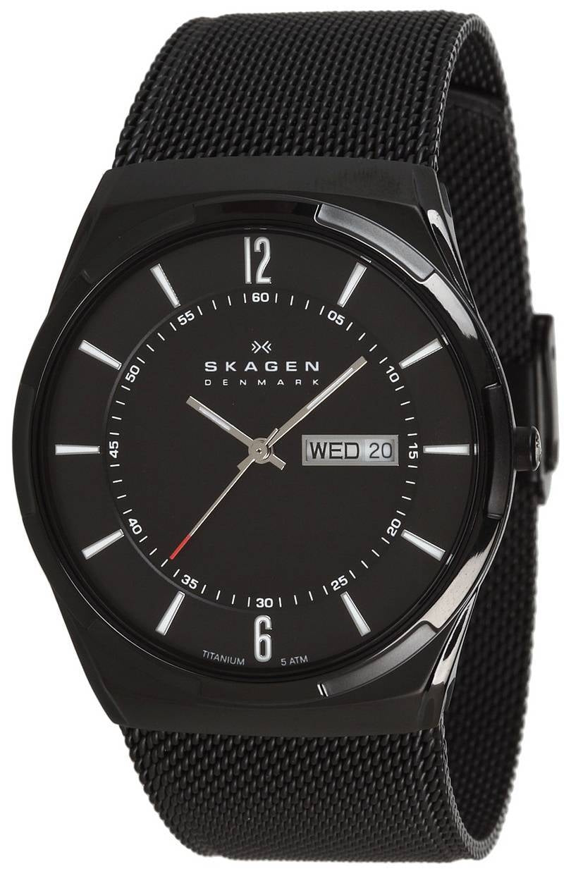 Skagen Melbye svart titanfodral med meshband SKW6006 herrklocka