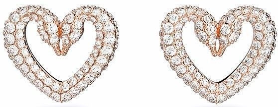 Swarovski Una Rose Gold Tone Swan Neck Heart Stud örhängen 5628659 För kvinnor