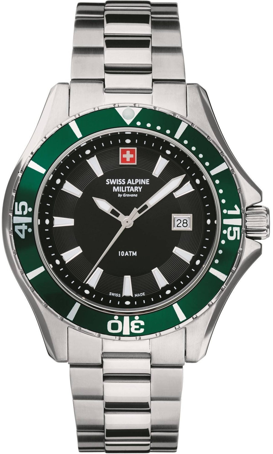 Swiss Alpine Military By Grovana Nautilus Black Dial Quartz 7040.1134 100M herrklocka