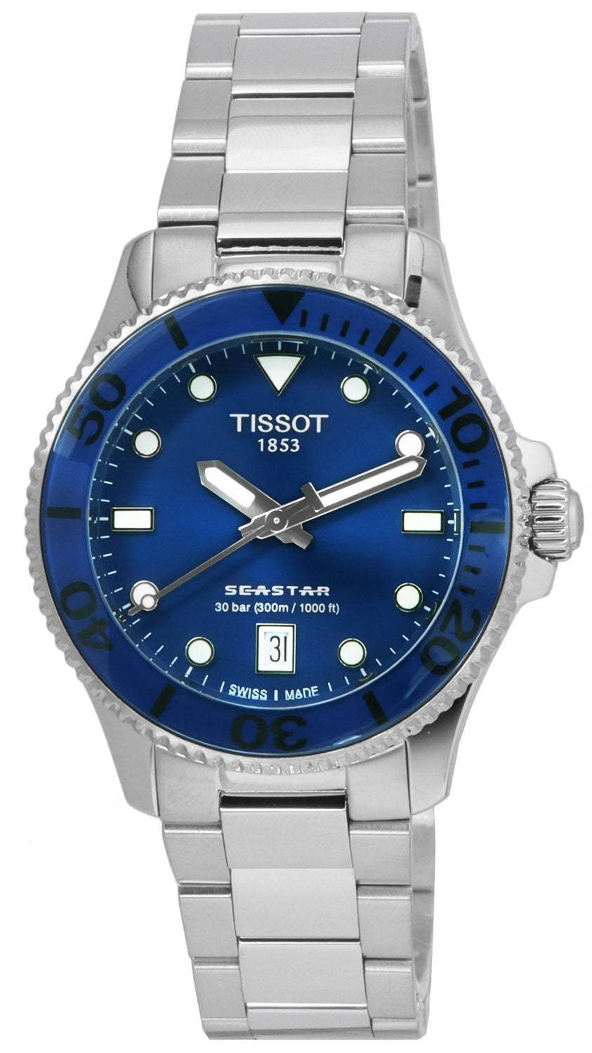 Tissot T-Sport Seastar 1000 Blue Dial Quartz Diver's T120.210.11.041.00 T1202101104100 300M unisexklocka
