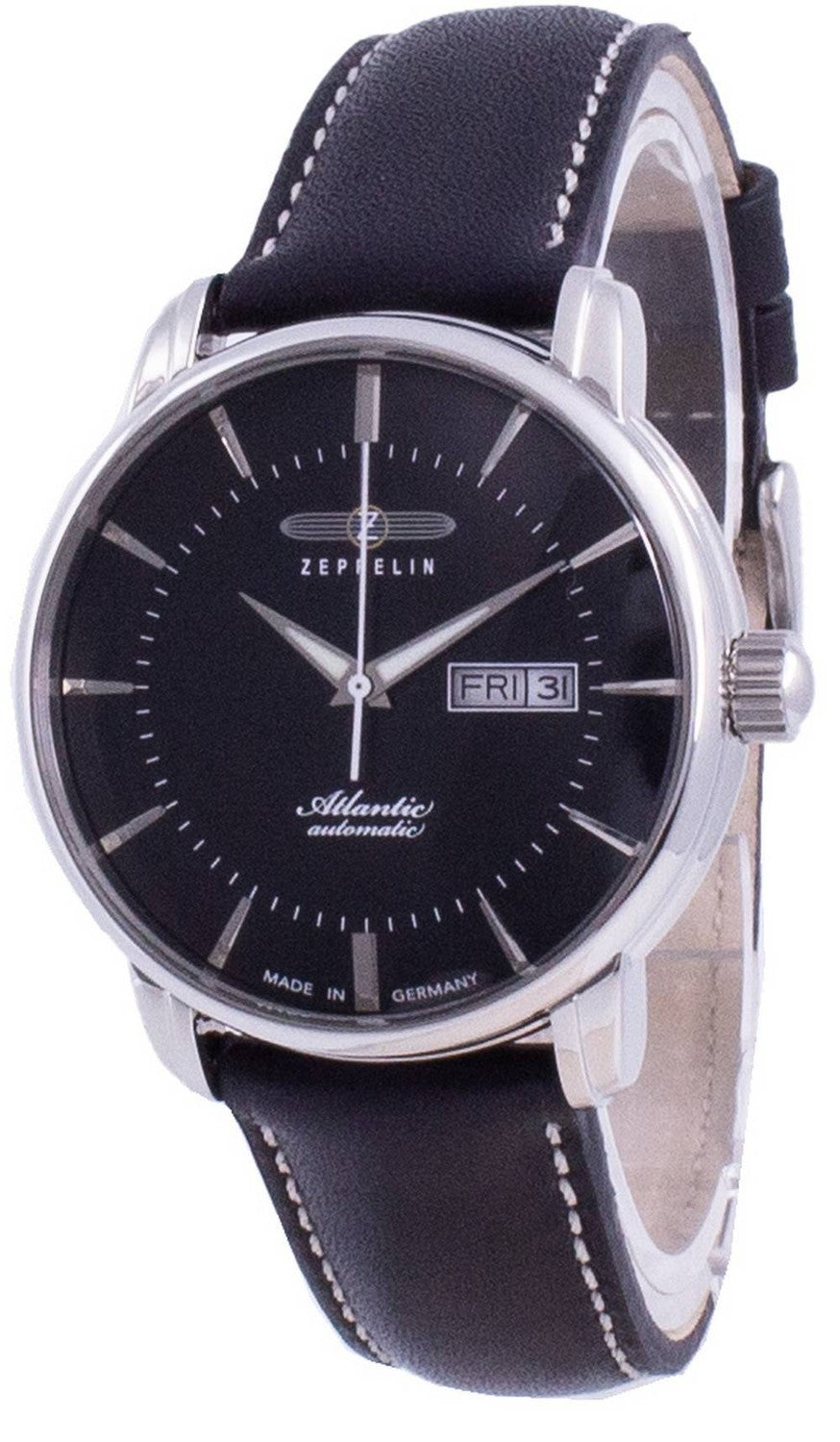 Zeppelin Atlantic Black Dial Läderrem Automatisk 8466-2 84662 Herrklocka