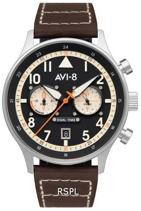 AVI-8 Hawker Hurricane Carey Dual Time Manston Black Dial Quartz AV-4088-01 Herrklocka