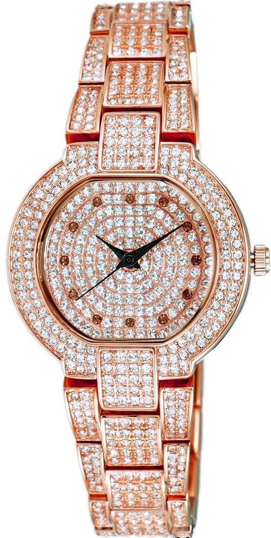 Adee Kaye Astonish Collection Crystal Accenter Rose Gold Urtavla Quartz AK2005-LRG Damklocka