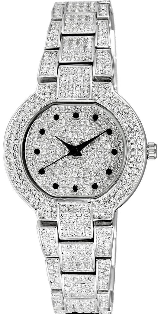 Adee Kaye Astonish Collection Crystal Accenter Silver Urtavla Quartz AK2005-L Damklocka
