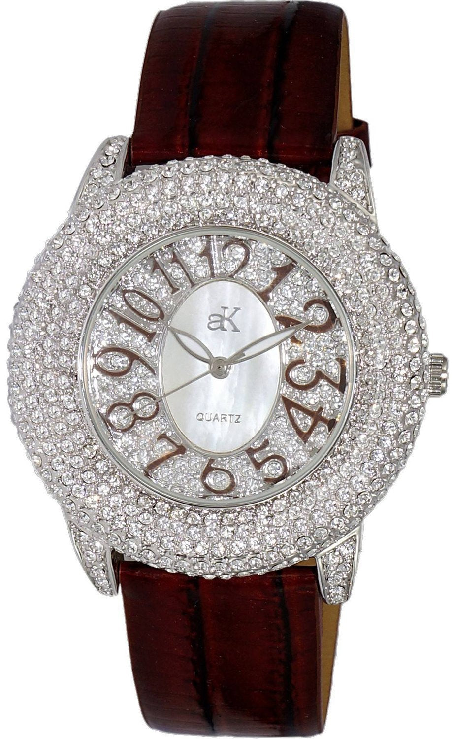 Adee Kaye Bello Collection Kristall Accenter Vit Pärlemor Urtavla Quartz AK2117-LBN Damklocka