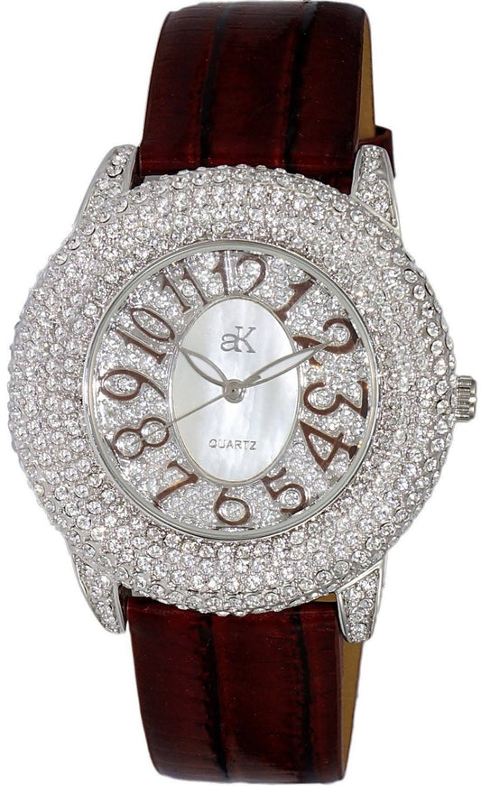 Adee Kaye Bello Collection Kristall Accenter Vit Pärlemor Urtavla Quartz AK2117-LBN Damklocka
