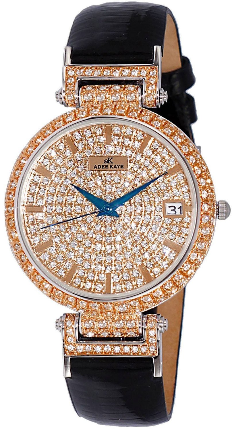 Adee Kaye Embellish Collection Crystal Accenter Pave Dial Quartz AK2529-MRG Damklocka