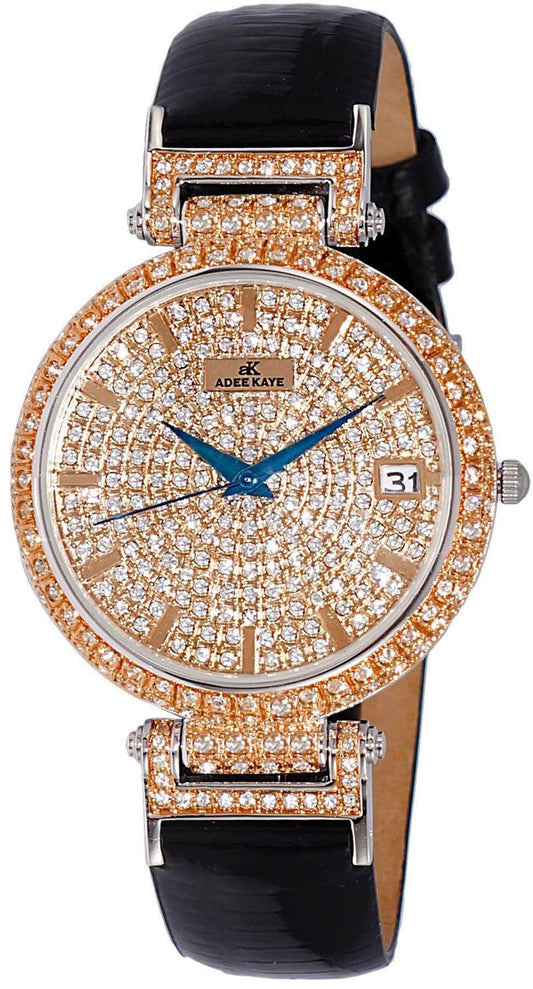 Adee Kaye Embellish Collection Crystal Accenter Pave Dial Quartz AK2529-MRG Damklocka