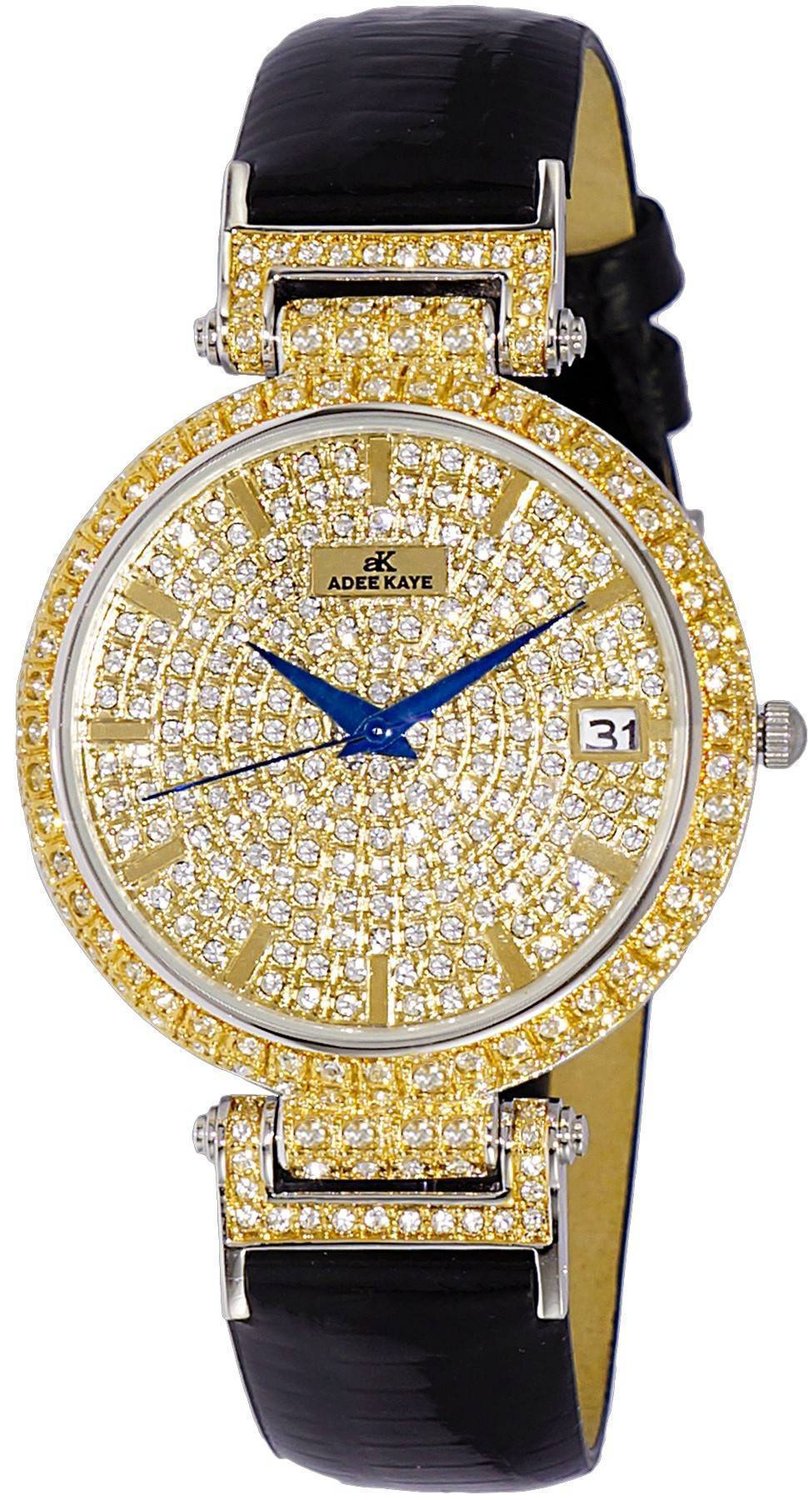 Adee Kaye Embellish Collection Crystal Accents Pave Dial Quartz AK2529-MG Damklocka