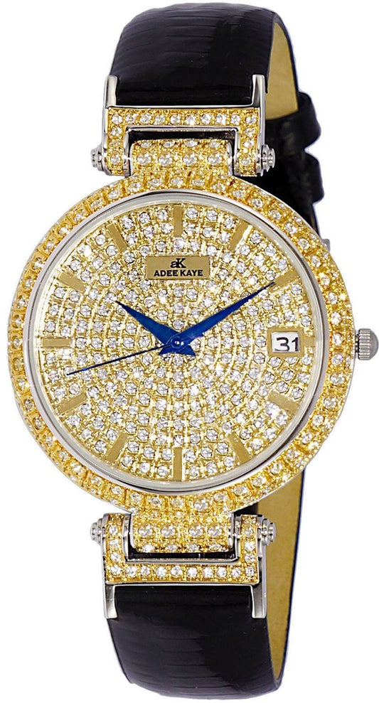 Adee Kaye Embellish Collection Crystal Accents Pave Dial Quartz AK2529-MG Damklocka