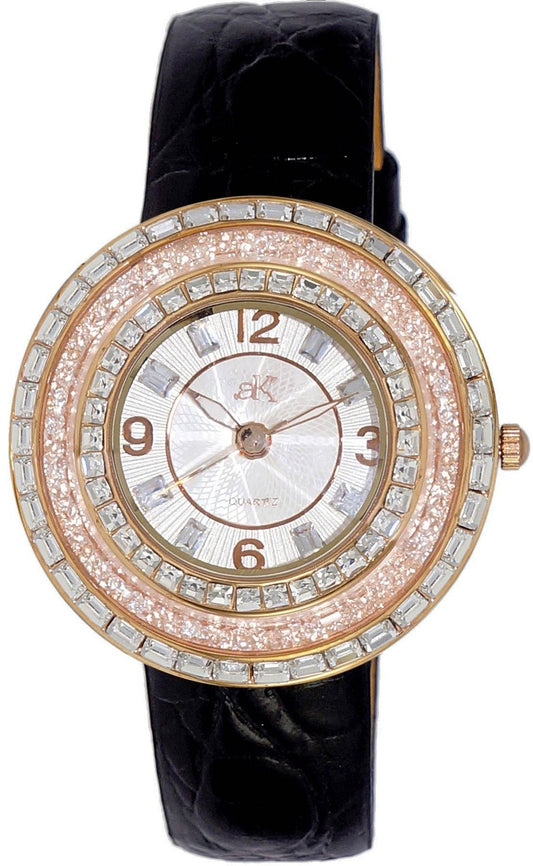 Adee Kaye Facceta Collection Kristallaccenter Vit Pärlemorurtavla Quartz AK2116-LWT Damklocka