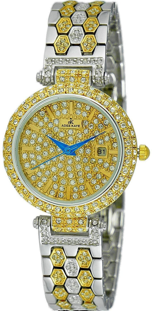 Adee Kaye Finess Collection Crystal Accenter Guldfärgad urtavla Quartz AK2526-L2G Damklocka