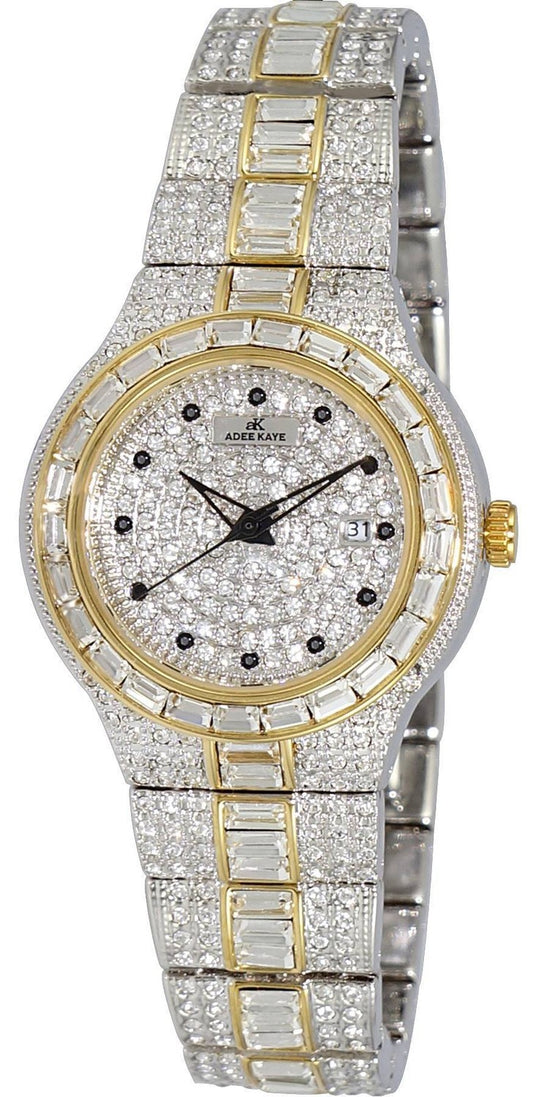 Adee Kaye Fussy G-2 Collection Diamond Accents Pave Dial Quartz AK2525-L2G Damklocka