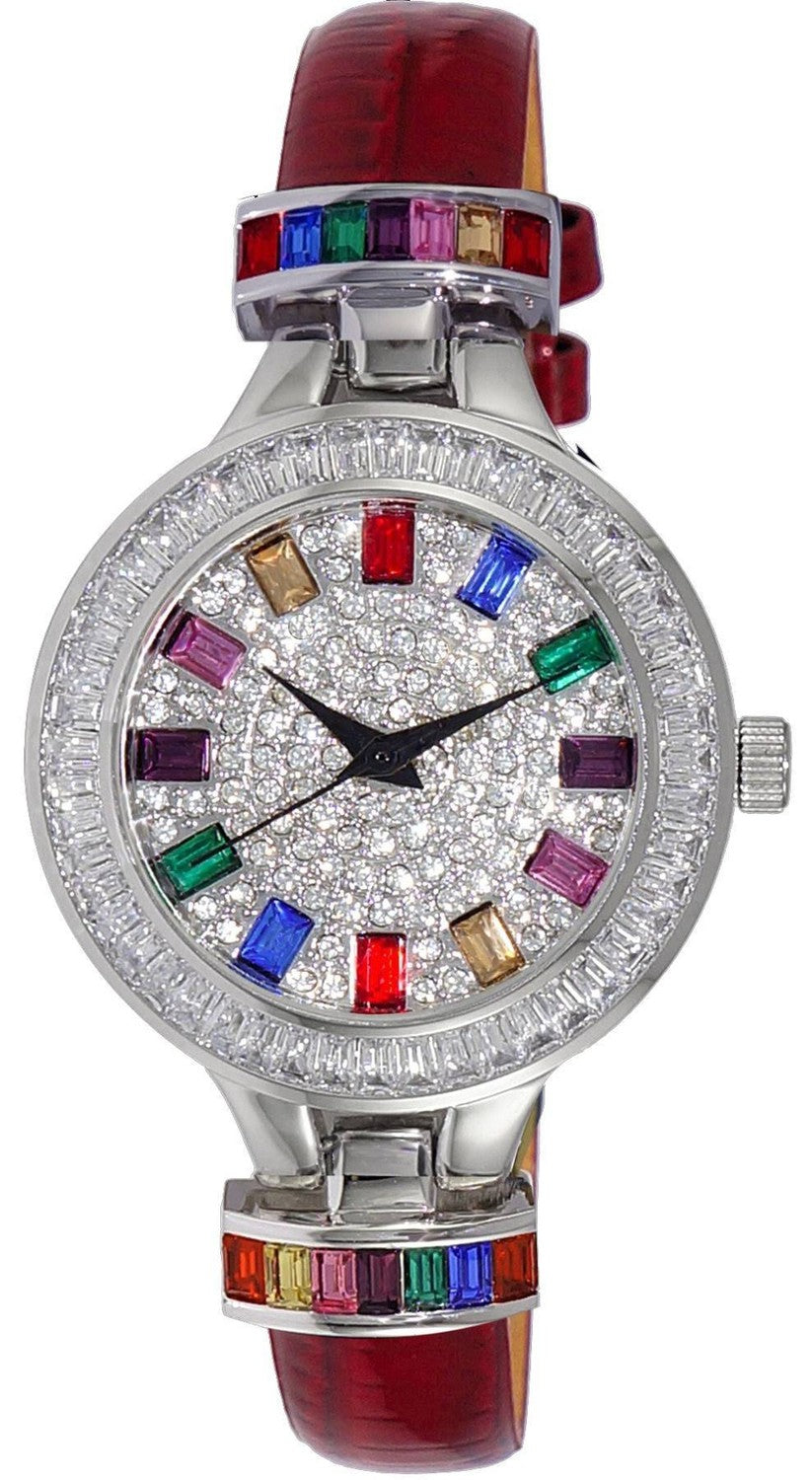 Adee Kaye Gems Collection Crystal Accenter Flerfärgad österrikisk stenurtavla Quartz AK2522-LCRD Damklocka