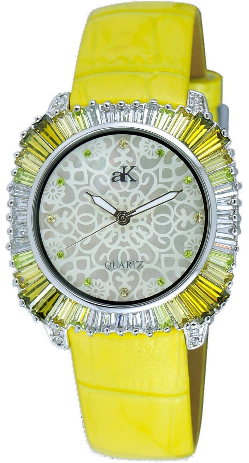 Adee Kaye Liberty - G2 Collection Crystal Accents Mother Of Pearl Dial Quartz AK2722-SGN Damklocka