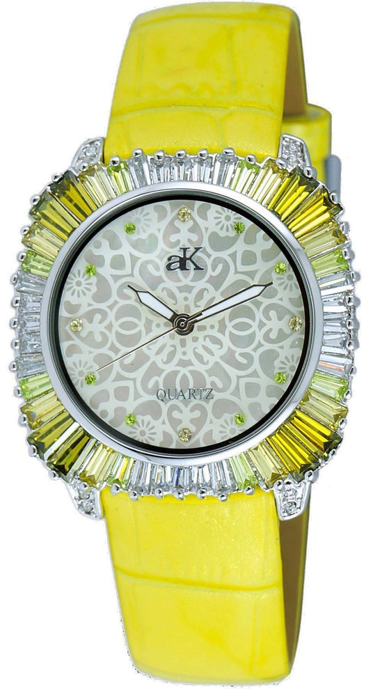 Adee Kaye Liberty - G2 Collection Crystal Accents Mother Of Pearl Dial Quartz AK2722-SGN Damklocka