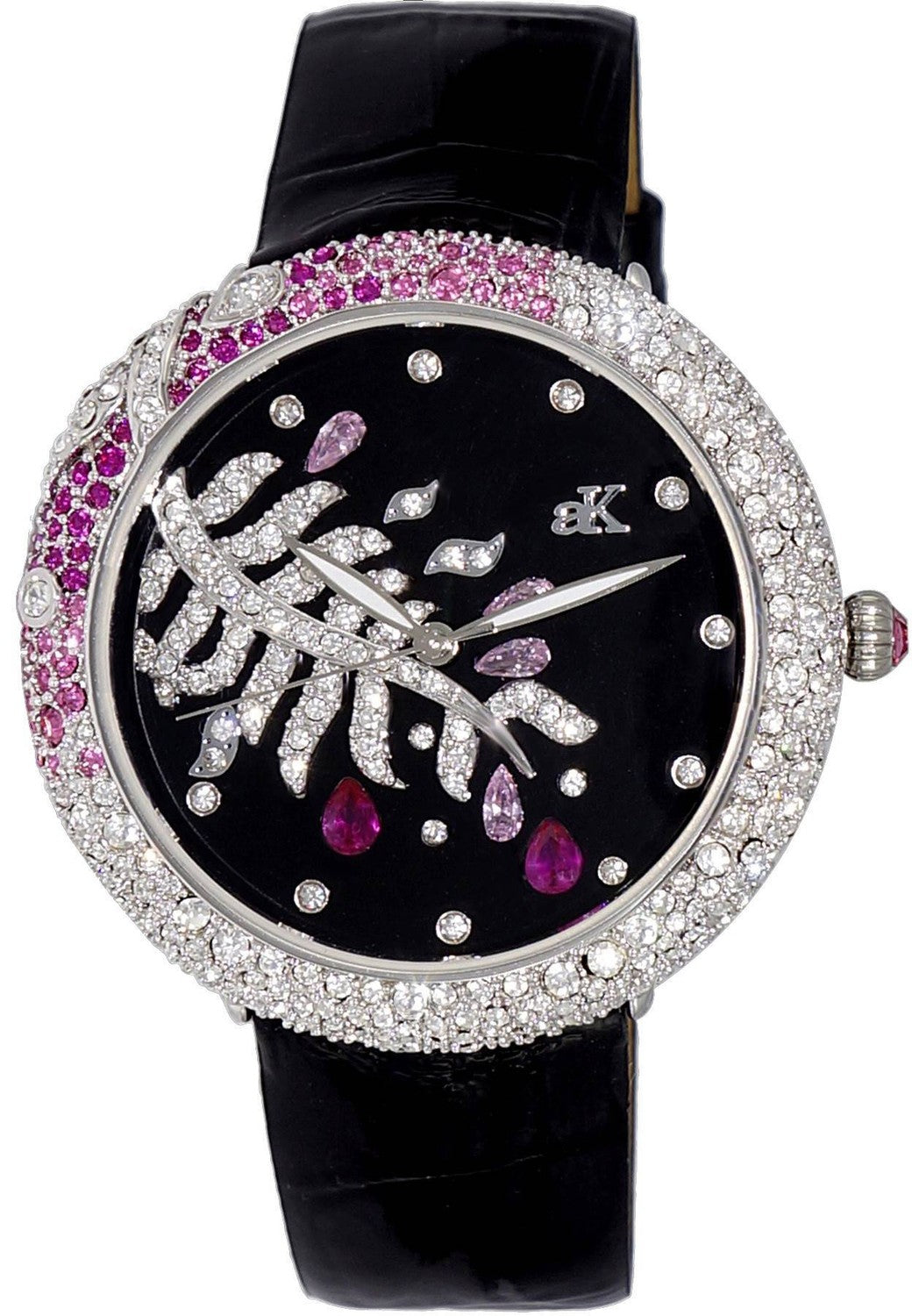 Adee Kaye Majestic Collection Crystal Accents Black Dial Quartz AK2118-L Damklocka