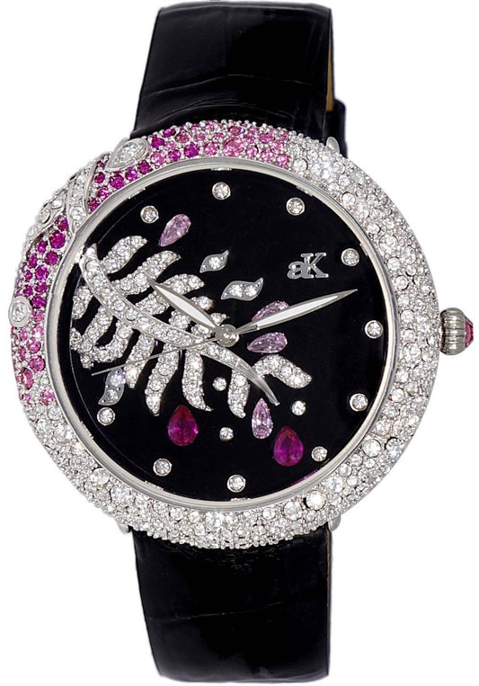 Adee Kaye Majestic Collection Crystal Accents Black Dial Quartz AK2118-L Damklocka