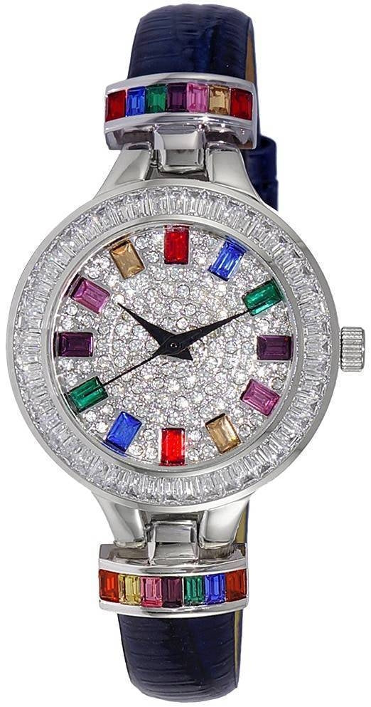 Adee Kaye Mondo G-3 Collection Crystal Accenter Flerfärgad österrikisk stenurtavla Quartz AK2522-LCBU Damklocka