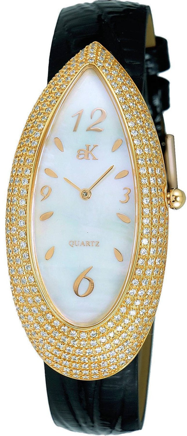 Adee Kaye Pear Collection Crystal Accenter Vit Pärlemor Urtavla Quartz AK2527-LG Damklocka