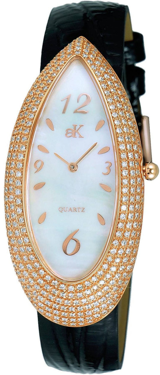 Adee Kaye Pear Collection Crystal Accenter Vit Pärlemor Urtavla Quartz AK2527-LRG Damklocka
