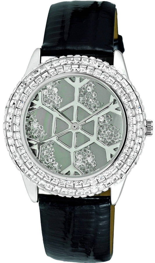 Adee Kaye Snowflakes Collection Crystal Accenter Grå Urtavla Quartz AK2115-L Damklocka