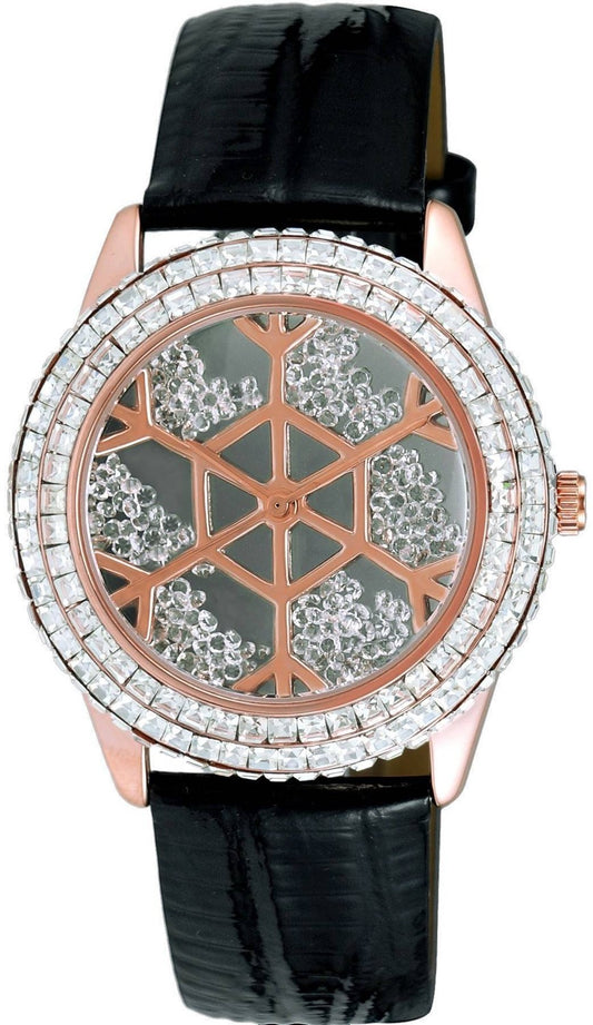 Adee Kaye Snowflakes Collection Crystal Accenter Grå Urtavla Quartz AK2115-LRG Damklocka