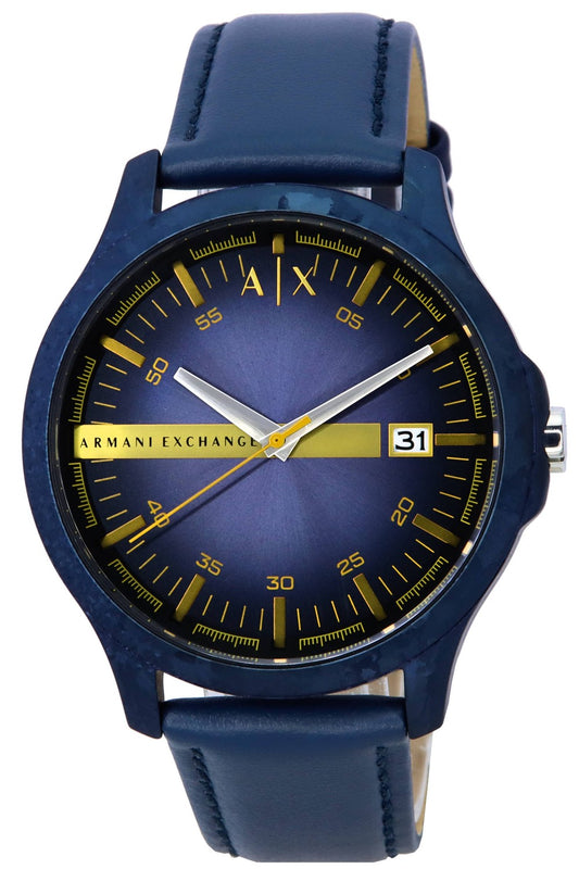 Armani Exchange Hampton Läderrem Blue Dial Quartz AX2442 Herrklocka