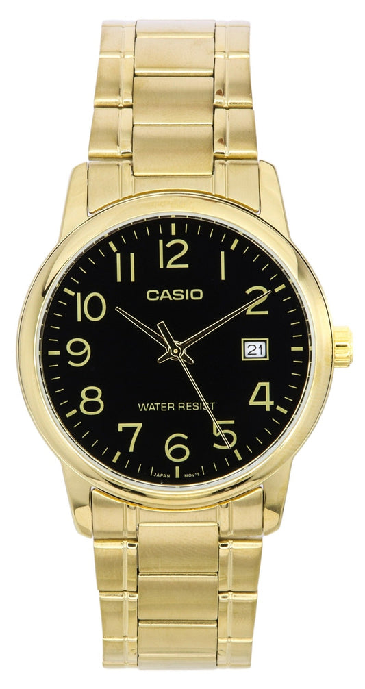 Casio Analog Gold Tone Rostfritt Stål Svart Urtavla Quartz MTP-V002G-1B Herrklocka